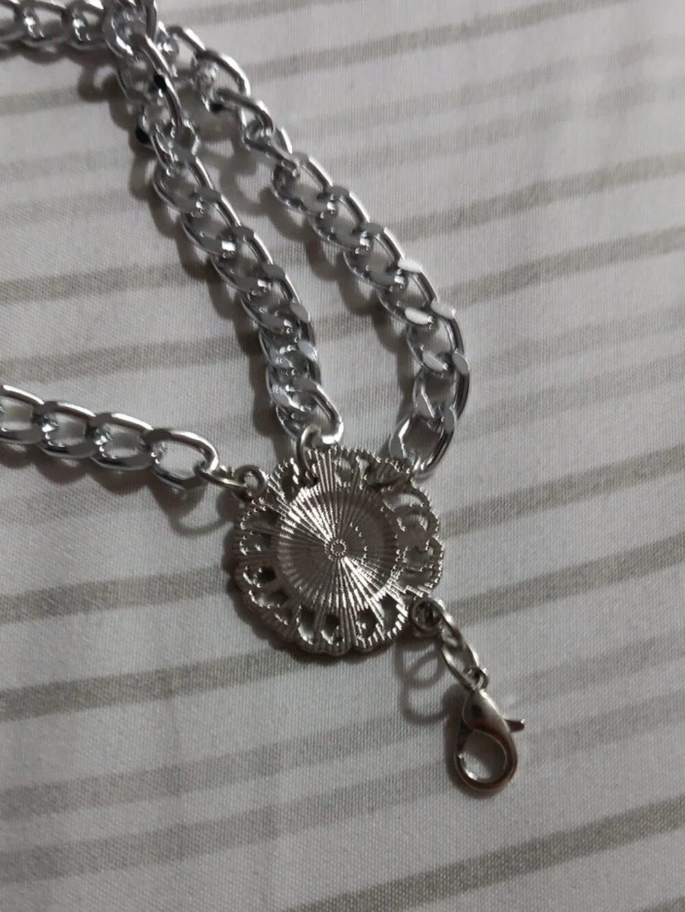 Silver Multi-Chain Belt with Decorative Medallion